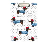 Acrylic Clipboard Cute Dachshund Dog Decorative Clipboard Clip Board Nursing for Women Men Office Supplies, 12.5 x 9 Inches Silver Clip