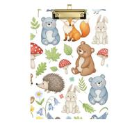 Acrylic Clipboard Cute Forest Animals Foxes Writing Clipboard Travel Clipboards for Teachers, Students, Nurses, A4 Letter Size 12.5 x 9 Inches Gold Clip