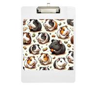 Acrylic Clipboard Cute Guinea Pig Decorative Clipboards Cute Decorative Letter Size Clipboard for Teachers, Students, Nurses, Low Profile Gold Clip Retractable Hanging Tab 12.5 x 9 Inches