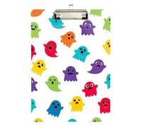 Acrylic Clipboard Cute Halloween Monsters White Writing Clipboard for Students, Women, Man Travel Clipboards Low Profile Silver Clip Retractable Hanging Tab