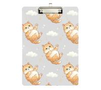Acrylic Clipboard Cute Kittens Clouds Cute Clipboard Standard A4 Letter Size Clipboards for Classrooms, Restaurants, School, Low Profile Silver Clip Retractable Hanging Tab