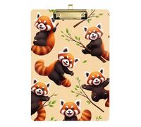 Acrylic Clipboard Cute Panda Bear Print Cute Clipboard for Nurses Teachers Coaches Hardboard Clipboards Standard Size, A4 Letter Size 12.5 x 9 Inches Gold Clip