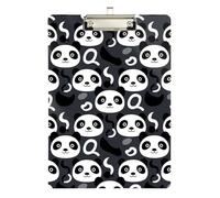 Acrylic Clipboard Cute Panda Black White Portable Clipboard for Women Men Teachers Nurses, A4 Letter Size 12.5 x 9 Inches Silver Clip
