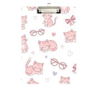 Acrylic Clipboard Cute Pink Kittens Writing Boards for Women Men Teachers Nurses Standard A4 Letter Size Clipboards Low Profile Gold Clip Retractable Hanging Tab