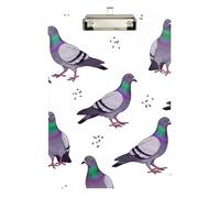 Acrylic Clipboard Cute Purple Pigeon Portable Clipboard A4 Standard Size Clipboards Hardboard for Classrooms, Restaurants, School, 12.5 x 9 Inches Silver Clip
