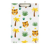 Acrylic Clipboard Cute Tiger Faces Decorative Clipboards for Teacher Student Lawyer Nurse A4 Standard Size Clipboards Hardboard Low Profile Gold Clip Retractable Hanging Tab