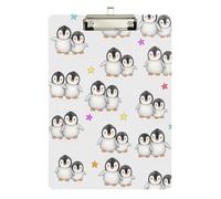 Acrylic Clipboard Cute Watercolor Penguins Cute Clipboard Hardboard Clipboards Standard Size for Classrooms, Restaurants, School, A4 Letter Size 12.5 x 9 Inches Silver Clip