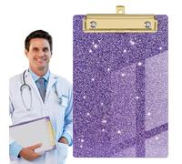 Acrylic Clipboard - Glitter File Board,Lightweight Cute Decorative A6 Letter Size Acrylic Clipboard with Gold Clip for Desk Supplies & Accessories