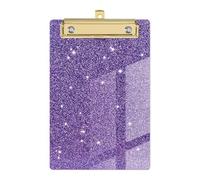 Acrylic Clipboard Glitter File Writing Tablet 4x6Inch with Low Metal Clip and Hanging Hole