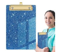 Acrylic Clipboard - Glitter Gold Clip Desk | Lightweight Cute Decorative A6 Letter Size | Office Supplies for Students Writing Pad Storage Board Accessories Funny On