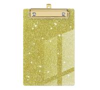 Acrylic Clipboard - Glitter Gold Clip Desk | Lightweight Cute Decorative A6 Letter Size | Office Supplies for Students Writing Pad Storage Board Accessories Funny On