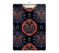 Acrylic Clipboard Goat Flames Portable Clipboard for Teacher Student Lawyer Nurse Paperboard Chic Design Clipboards, A4 Letter Size 12.5 x 9 Inches Silver Clip