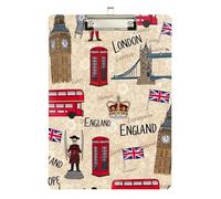 Acrylic Clipboard London England Scenery Portable Clipboards A4 Standard Size Clip Boards for Nurses, Lawyers, Doctor Offices, 12.5 x 9 Inches Silver Clip, Silver12x9in