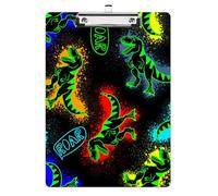 Acrylic ClipBoard Portable Plastic Clipboards with Fashion Design Low Profile Clip School Essentials Office Supplies for Students Kids Teacher Nurse Lawyer Colorful Dinosaurs Size 12.5x9 inch