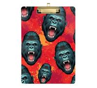 Acrylic Clipboard Roaring Gorilla Red Fashion Clipboards for Women Men Office Supplies A4 Standard Size Clip Boards Low Profile Gold Clip Retractable Hanging Tab