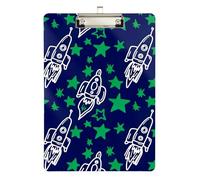 Acrylic Clipboard Spaceships Dark Blue Fashion Clipboard Hardboard Clipboards Standard Size for Women Men Office Supplies, Low Profile Silver Clip Retractable Hanging Tab