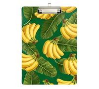 Acrylic Clipboard Tropical Banana Leaf Writing Board Wordpad Clipboards Standard Size for Students, Women, Man, Low Profile Silver Clip Retractable Hanging Tab