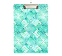 Acrylic Clipboard Turquoise Moroccan Watercolor Fashion Clipboard for Nurses Teachers Coaches Paperboard Chic Design Clipboards, A4 Letter Size 12.5 x 9 Inches Silver Clip, Silver12x9in