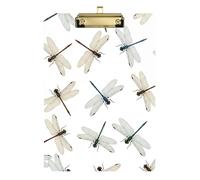 Acrylic Clipboard Vintage Dragonfly White Portable Clipboard for Nurses Teachers Coaches Travel Clipboards Low Profile Gold Clip Retractable Hanging Tab