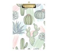 Acrylic Clipboard Watercolor Cacti Succulents Green Cute Clipboard Letter Size Clipboards for Nurses Teachers Coaches, A4 Letter Size 12.5 x 9 Inches Gold Clip