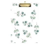 Acrylic Clipboard Watercolor Eucalyptus Leaves White Writing Board Letter Size Clipboards for Students, Women, Man, Low Profile Gold Clip Retractable Hanging Tab