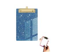 Acrylic Clipboard with Gold Metal Clip, Mini Clipboard for Notes, Bingo Boards with Clip, Ideal for Office, School, Home Game, Easy to Carry, A6 15x10cm, Sparkle (Blue)