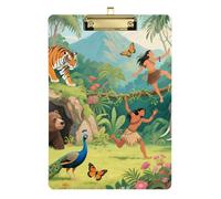 Acrylic Clipboards A4 Size 12.5" x 9" Inspectors Clipboard with Low Profile Clip for Observation Recorder Classroom Jungle Adventure Scene