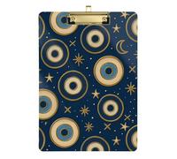 Acrylic Clipboards A4 Size 12.5" x 9" Metal Clipboard Folder with Low Profile Clip for Medical Outdoor Sketching North African Evil Eye Navy
