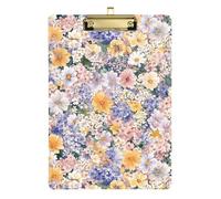 Acrylic Clipboards A4 Size 12.5" x 9" Metal Clipboard Folder with Low Profile Clip for Student Teacher Classroom Spring Flowers Mayflower
