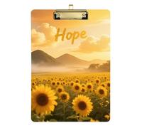 Acrylic Clipboards A4 Size 12.5" x 9" Thick Clipboard with Low Profile Clip for Hospital Outdoor Sketching Sunflower Field with Hope