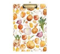 Acrylic Clipboards A4 Size 12.5" x 9" Thick Clipboard with Low Profile Clip for Observation Recorder Classroom Watercolor Potato Tamoto Onion