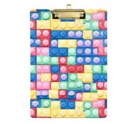 Acrylic Clipboards A4 Size 12.5" x 9" Transparent Clipboard with Low Profile Clip for Football Coaches Medical Contractor Sweet Building Blocks Pattern