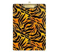 Acrylic Clipboards Black Orange Leopard Writing Clipboard for Teachers, Students, Nurses Wordpad Clipboards Standard Size Low Profile Gold Clip Retractable Hanging Tab