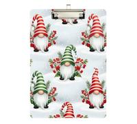 Acrylic Clipboards Christmas Gnomes Red Berries Cute Clipboard Standard A4 Letter Size Clipboards for Nurses, Lawyers, Doctor Offices, Low Profile Gold Clip Retractable Hanging Tab