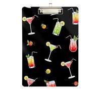 Acrylic Clipboards Colorful Cocktails Drinks Cute Clip Board for Nurses Teachers Coaches Hardboard Clipboards Standard Size Low Profile Gold Clip Retractable Hanging Tab