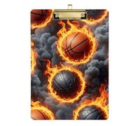 Acrylic Clipboards Cool Basketballs Portable Clipboard for Students, Women, Man Cute Decorative Letter Size Clipboards Low Profile Gold Clip Retractable Hanging Tab
