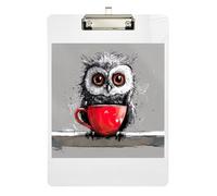 Acrylic Clipboards Cute Cartoon Owl Cute Clip Board for Classrooms, Restaurants, School Hanging Clipboards A4 Standard Size Low Profile Gold Clip Retractable Hanging Tab 12.5 x 9 Inches
