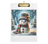 Acrylic Clipboards Cute Christmas Snowman Writing Board Cute Decorative Letter Size Clipboard for Nurses, Lawyers, Doctor Offices, Low Profile Gold Clip Retractable Hanging Tab 12.5 x 9 Inches