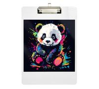 Acrylic Clipboards Cute Panda Colorful Decorative Clipboard for Students, Women, Man A4 Standard Size Clipboard Hardboard Low Profile Gold Clip Retractable Hanging Tab 12.5 x 9 Inches