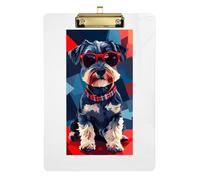 Acrylic Clipboards Cute Schnauzer Dog Writing Board for Women Men Office Supplies A4 Standard Size Clipboard Hardboard Low Profile Gold Clip Retractable Hanging Tab 12.5 x 9 Inches