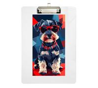 Acrylic Clipboards Cute Schnauzer Dog Writing Clipboard Travel Clipboard for Teachers, Students, Nurses, Low Profile Gold Clip Retractable Hanging Tab 12.5 x 9 Inches