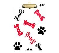 Acrylic Clipboards Dog Paw Bones Decorative Clipboard Hardboard Clipboards Standard Size for Nurses, Lawyers, Doctor Offices, Low Profile Gold Clip Retractable Hanging Tab