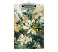 Acrylic Clipboards for Outdoor Office, 8.5x12.5 Stardard Letter A4 Size Clipboard for Social Worker, Nurse, Office Supplies, Light Yellow Dark Green Clip Boards with Low Profile Clip