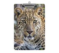 Acrylic Clipboards for Outdoor Office, 8.5x12.5 Stardard Letter A4 Size Clipboard for Social Worker, Nurse, Office Supplies, African Animal Leopard Clip Boards with Low Profile Clip