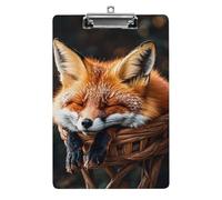 Acrylic Clipboards for Outdoor Office, 8.5x12.5 Stardard Letter A4 Size Clipboard for Social Worker, Nurse, Office Supplies, Funny Fox Creature Sleeping Clip Boards with Low Profile Clip