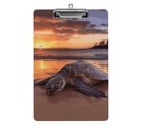 Acrylic Clipboards for Outdoor Office, 8.5x12.5 Stardard Letter A4 Size Clipboard for Social Worker, Nurse, Office Supplies, Sea Turtle Sunset Clip Boards with Low Profile Clip