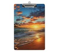 Acrylic Clipboards for Outdoor Office, 8.5x12.5 Stardard Letter A4 Size Clipboard for Social Worker, Nurse, Office Supplies, Sunset Ocean Beach Clip Boards with Low Profile Clip