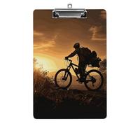 Acrylic Clipboards for Outdoor Office, 8.5x12.5 Stardard Letter A4 Size Clipboard for Social Worker, Nurse, Office Supplies, Mountain Bike in The Evening Clip Boards with Low Profile Clip