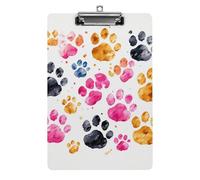 Acrylic Clipboards for Outdoor Office, 8.5x12.5 Stardard Letter A4 Size Clipboard for Social Worker, Nurse, Office Supplies, Colorful Dog Paws Clip Boards with Low Profile Clip