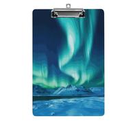 Acrylic Clipboards for Outdoor Office, 8.5x12.5 Stardard Letter A4 Size Clipboard for Social Worker, Nurse, Office Supplies, Northern Lights Clip Boards with Low Profile Clip